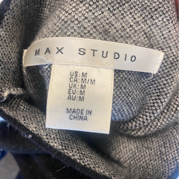 Max Studio Black & White Plaid Fleece Mock Turtle Sweater Women's Size Medium - Picture 6 of 6